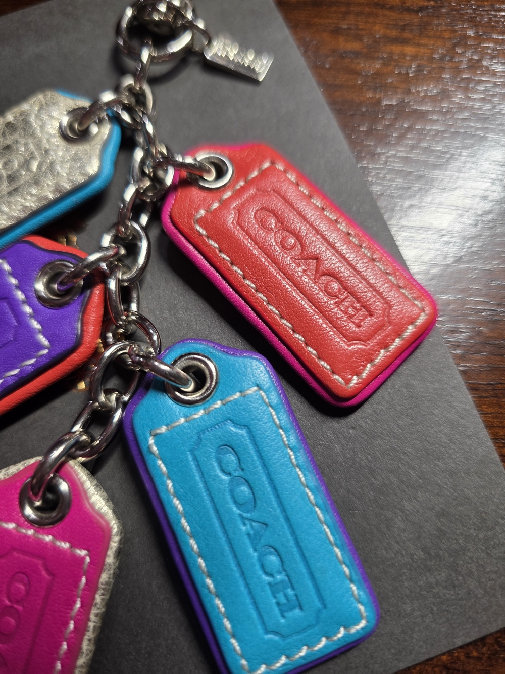 COACH Extremely RARE Multicolor Leather Tag Charm Keychain - Picture 5 of 11